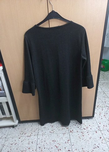 Siyah Kadın Uzun Kollu Midi Tunik Elbise - Görsel 6