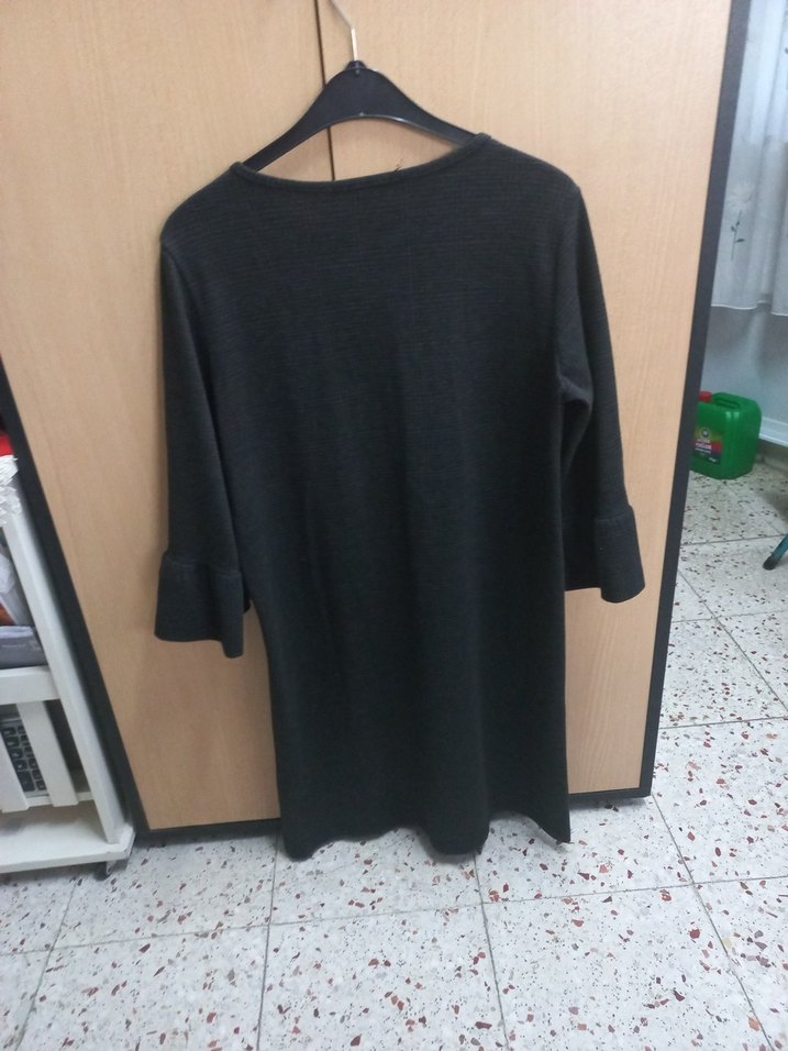 Siyah Kadın Uzun Kollu Midi Tunik Elbise - Görsel 5