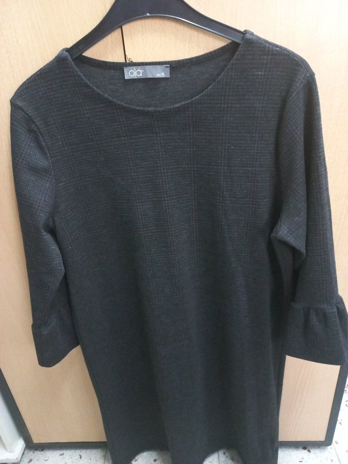 Siyah Kadın Uzun Kollu Midi Tunik Elbise - Görsel 2