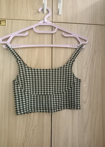 siyah beyaz Kareli Mini Crop Top