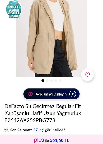 Defacto Bej Kapusonlu Yagmurluk