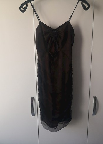 Trendyol & Milla Kahverengi Drape Detaylı Tül Elbise