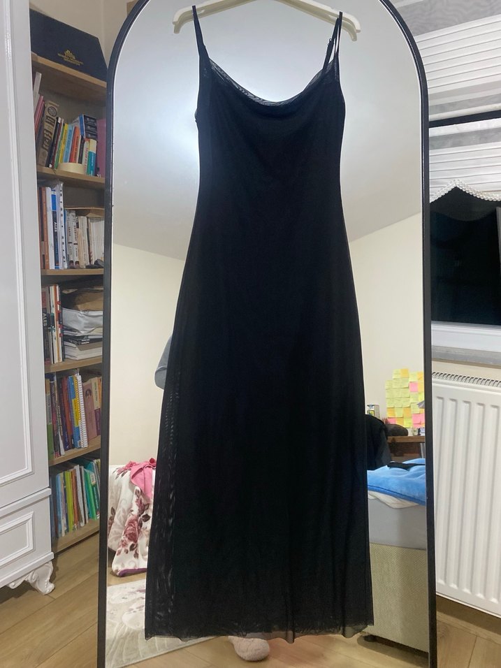 Siyah Uzun degaje yaka  Elbise - Görsel 2