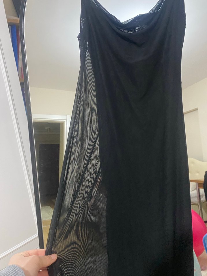 Siyah Uzun degaje yaka  Elbise - Görsel 3