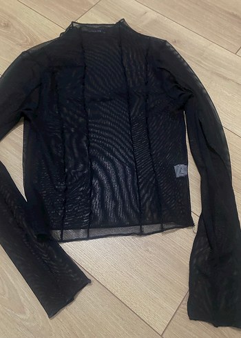 Siyah Uzun Kollu Boğazlı Transparan Bluz - Görsel 2