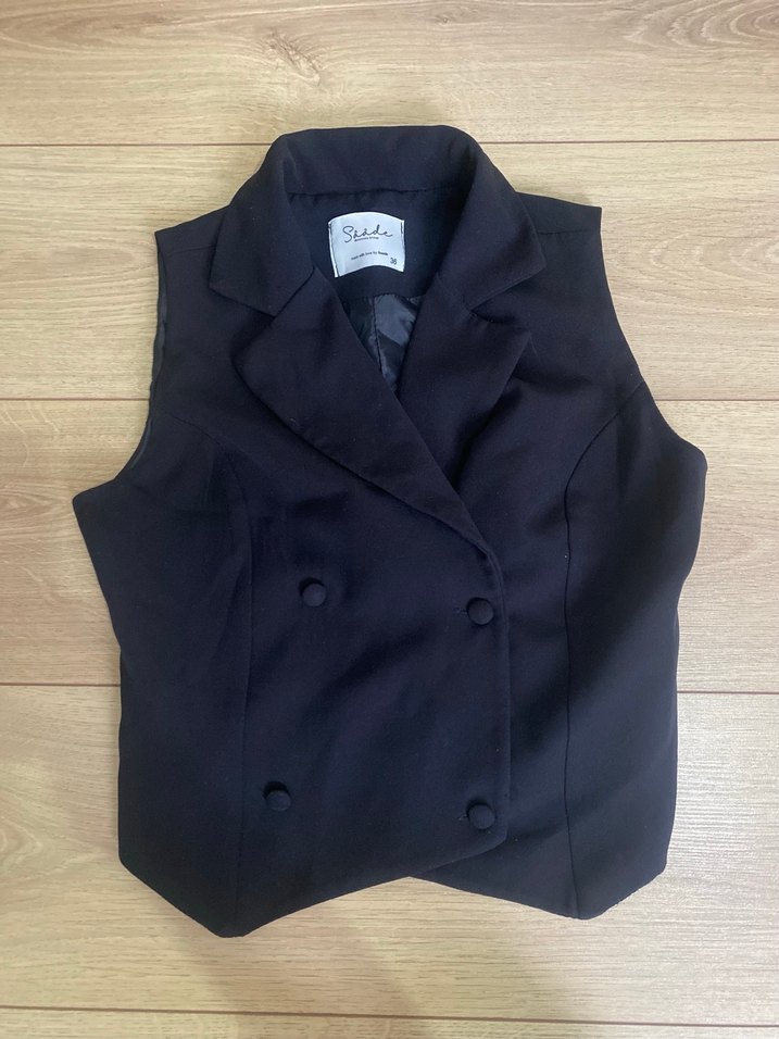 Kemerli Siyah Kadın yelek - Görsel 2