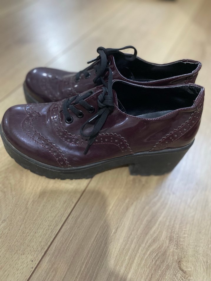 Bordo Dolgu Topuklu Kadın Klasik Ayakkabı - Görsel 2