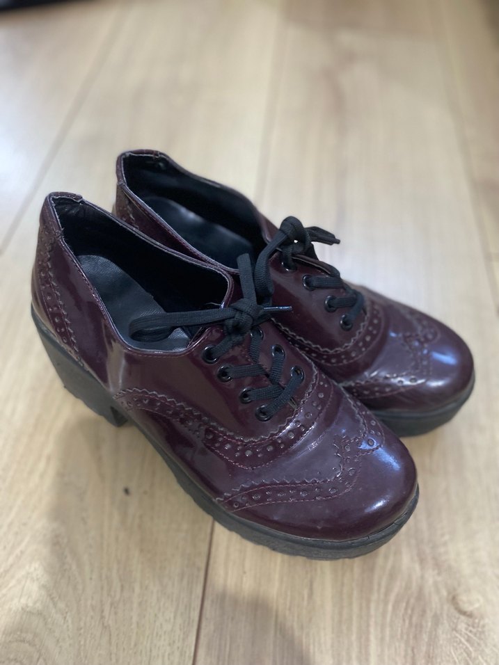 Bordo Dolgu Topuklu Kadın Klasik Ayakkabı - Görsel 3