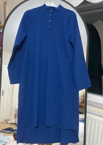 Düğmeli Lacivert uzun tunik - Görsel 2