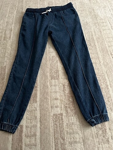 Unisex bileği lastikli rahat kot pantolon