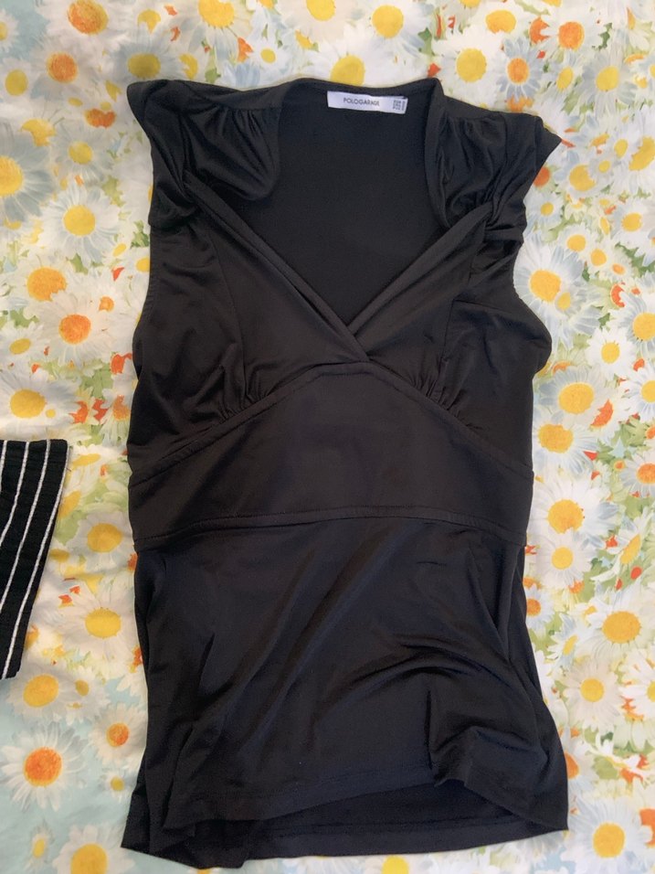 Siyah Drapeli V Yakalı bluz - Görsel 2