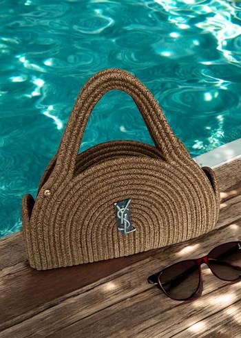 Ysl ithal Örgü Detaylı Kahverengi Bohem Kadın Çanta