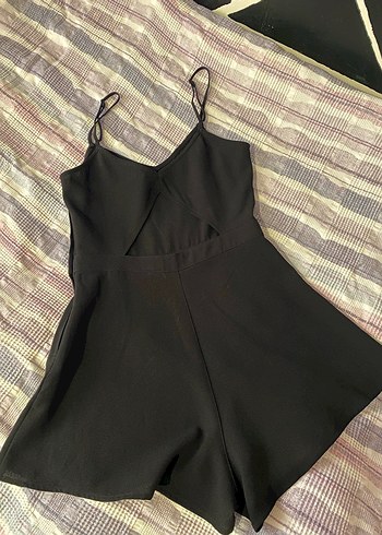 Siyah İnce Askılı Mini Tulum - Görsel 2