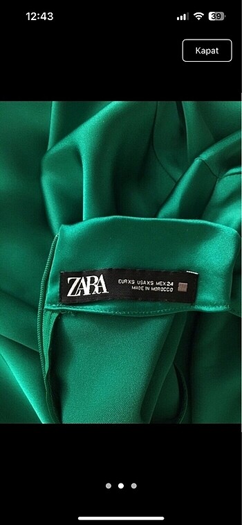 Zara Yeşil saten elbise