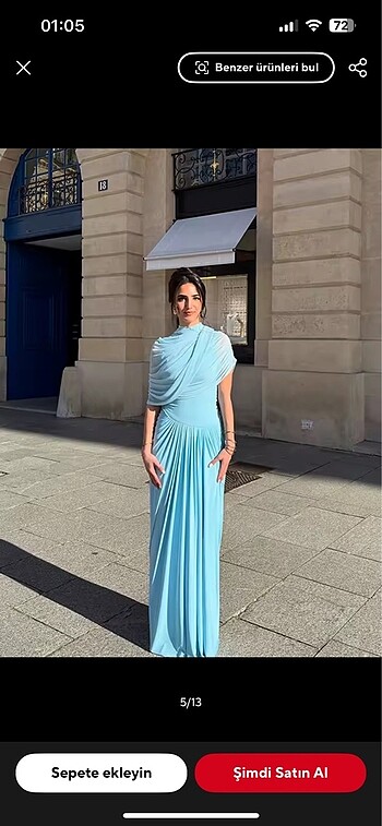 Mavi drape elbise