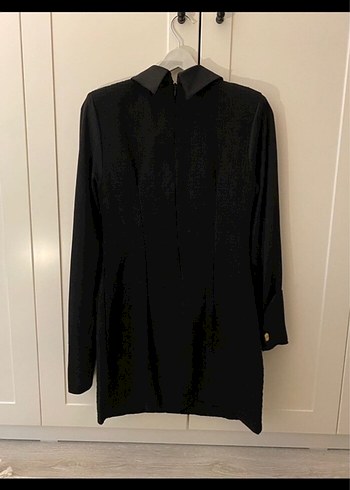 H&M Düğmeli Siyah Mini Deri Kadın Kaban