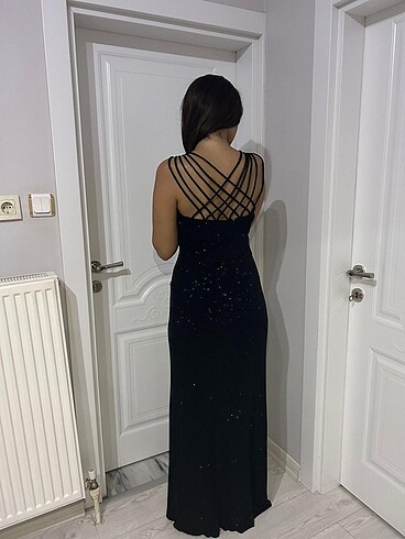 l Beden siyah Renk Siyah Abiye Gece Elbisesi