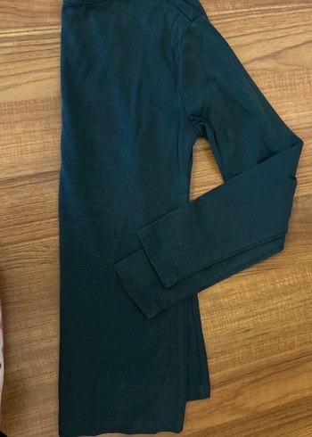 Koyu Yeşil Uzun Kollu Basic Tişört kusuru son foto da - Görsel 3