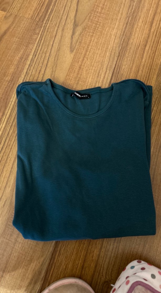 Turkuaz Kadın Uzun Kollu Basic Tişört - Görsel 3