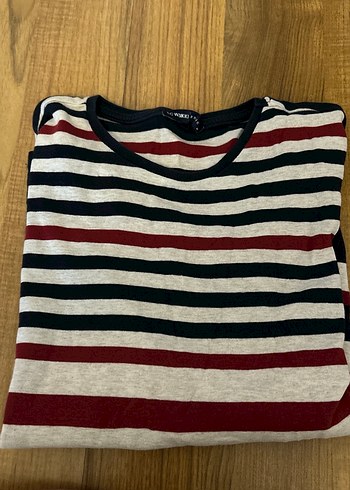 Çizgili Pamuklu  Uzun Kollu Tişört - Görsel 3