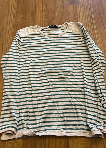 Pamuklu Çizgili Hamile Tişörtü - Görsel 3