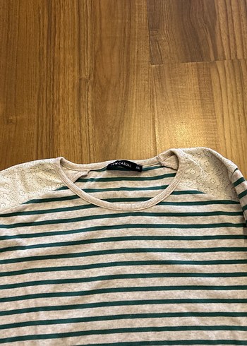 Pamuklu Çizgili Hamile Tişörtü - Görsel 4