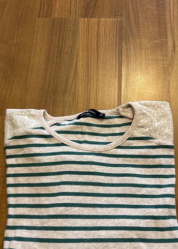 Pamuklu Çizgili Hamile Tişörtü - Görsel 2