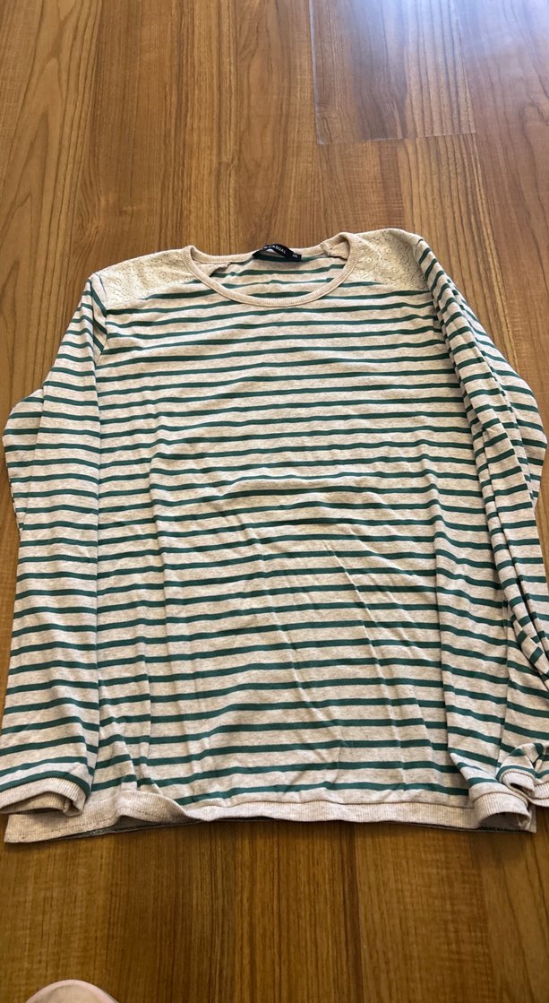 Pamuklu Çizgili Hamile Tişörtü - Görsel 3