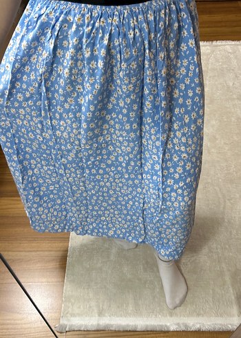 Mavi Midi Etek, Rahat Kesim, Pamuk - Görsel 2