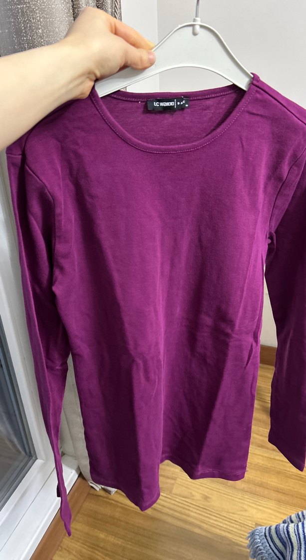 Mor Uzun Kollu Tişört - Görsel 2