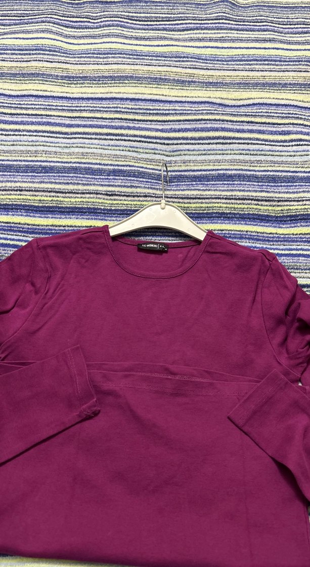 Mor Uzun Kollu Tişört - Görsel 4