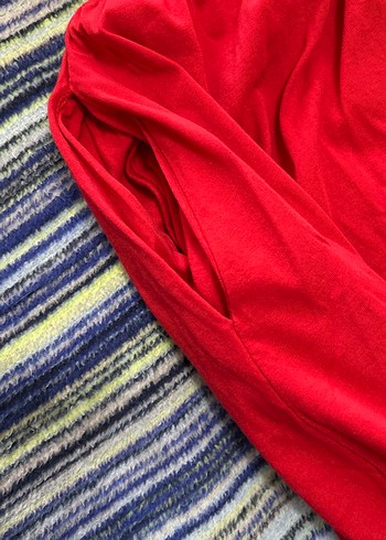 Kırmızı Kısa Kollu Hamile Elbisesi - Görsel 4