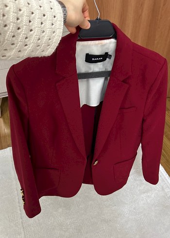 Bordo Kadın Düğmeli Blazer Ceket - Görsel 2