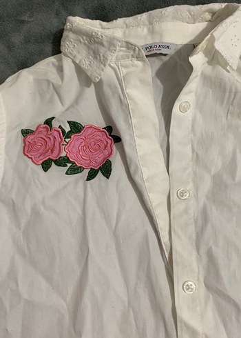 Nakışlı Beyaz Kız gömlek - Görsel 3