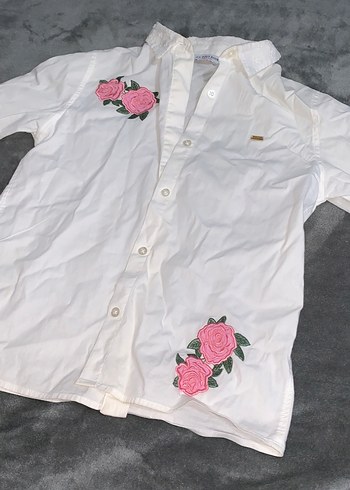 Nakışlı Beyaz Kız gömlek - Görsel 5