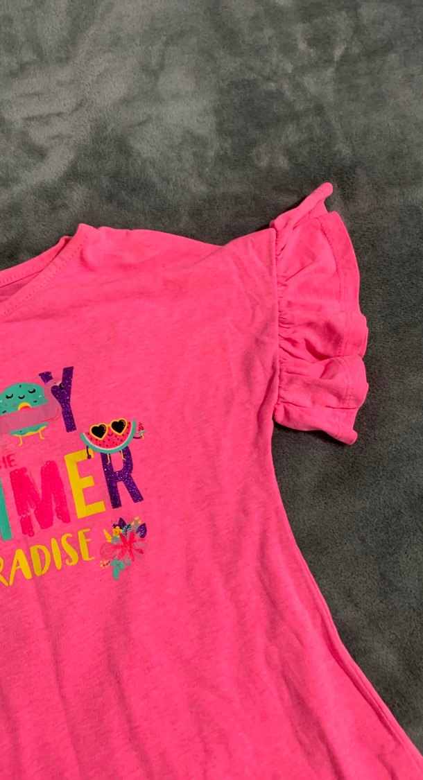 Pembe Renkli Kız Çocuk Fırfırlı elbise - Görsel 3