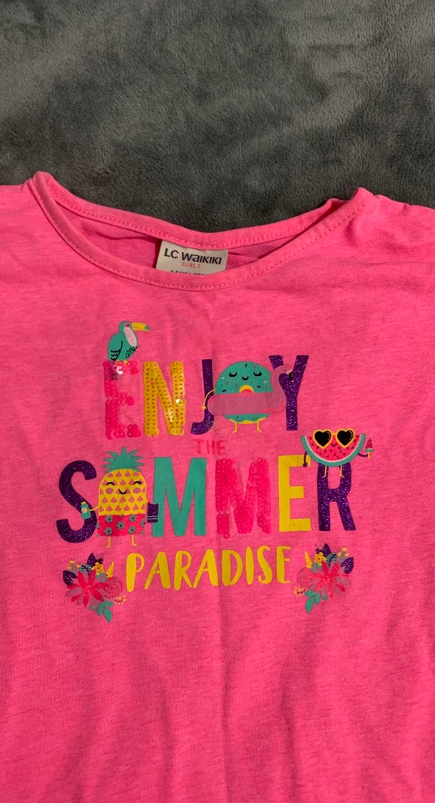 Pembe Renkli Kız Çocuk Fırfırlı elbise - Görsel 2