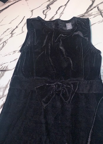 Kız Çocuk Siyah Süet V Yaka elbise - Görsel 3