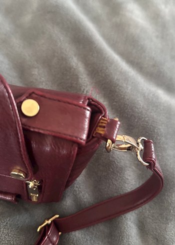 Bordo Deri Biker Stil Kadın Çanta - Görsel 2