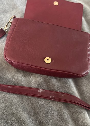 Bordo Deri Biker Stil Kadın Çanta - Görsel 6