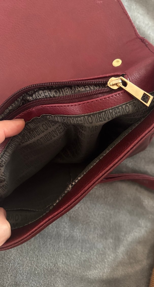 Bordo Deri Biker Stil Kadın Çanta - Görsel 5