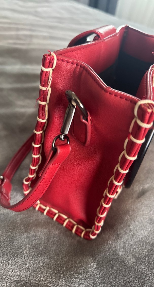 Kırmızı Deri Bohem Kadın Çanta - Görsel 4