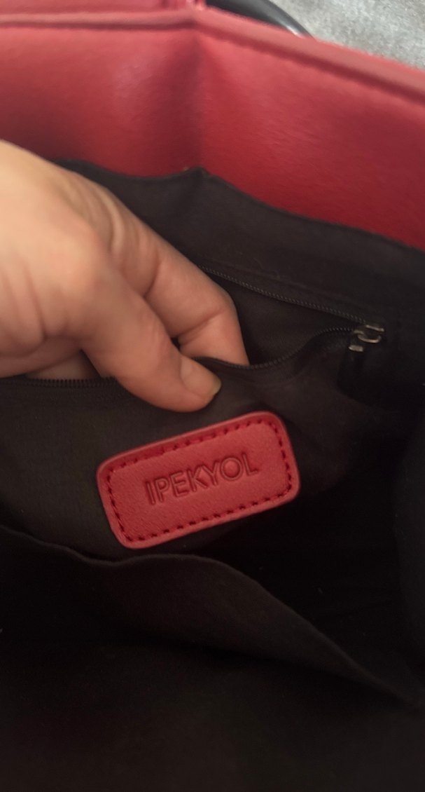 Kırmızı Deri Bohem Kadın Çanta - Görsel 3