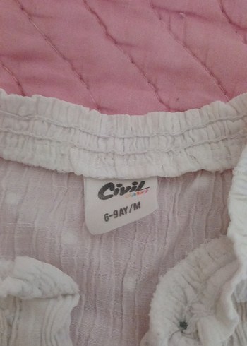 Kız Çocuk Beyaz Keten Kısa Kollu Gömlek - Görsel 2