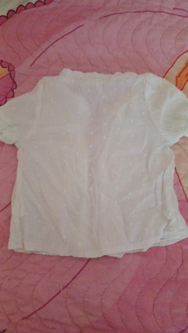 Kız Çocuk Beyaz Keten Kısa Kollu Gömlek - Görsel 3