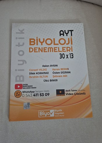 Biyotik AYT Biyoloji Denemeleri 30x13 Soru Bankası
