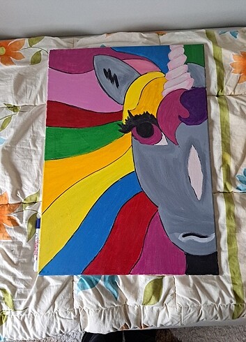 Diğer 50x70 Unicorn tuval el yapımı 