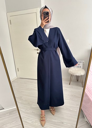 l Beden lacivert Renk Uzun Lacivert Kemerli Kadın Kimono