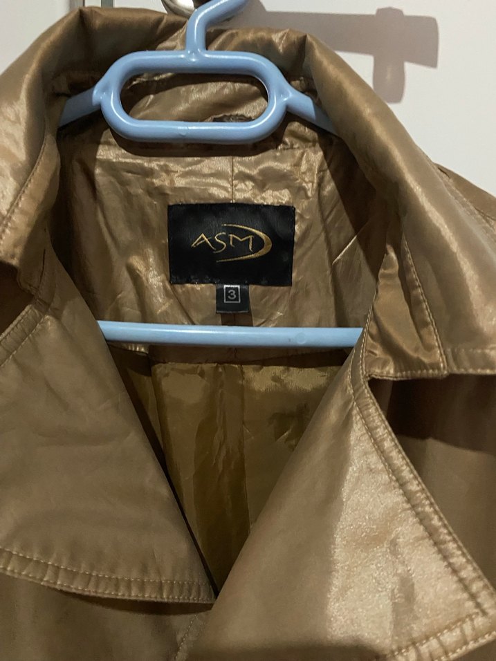 Bej Deri Kadın Trençkot - Görsel 3