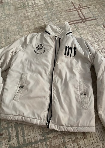 Beyaz Fermuarlı Kadın Midi Ceket - Görsel 2